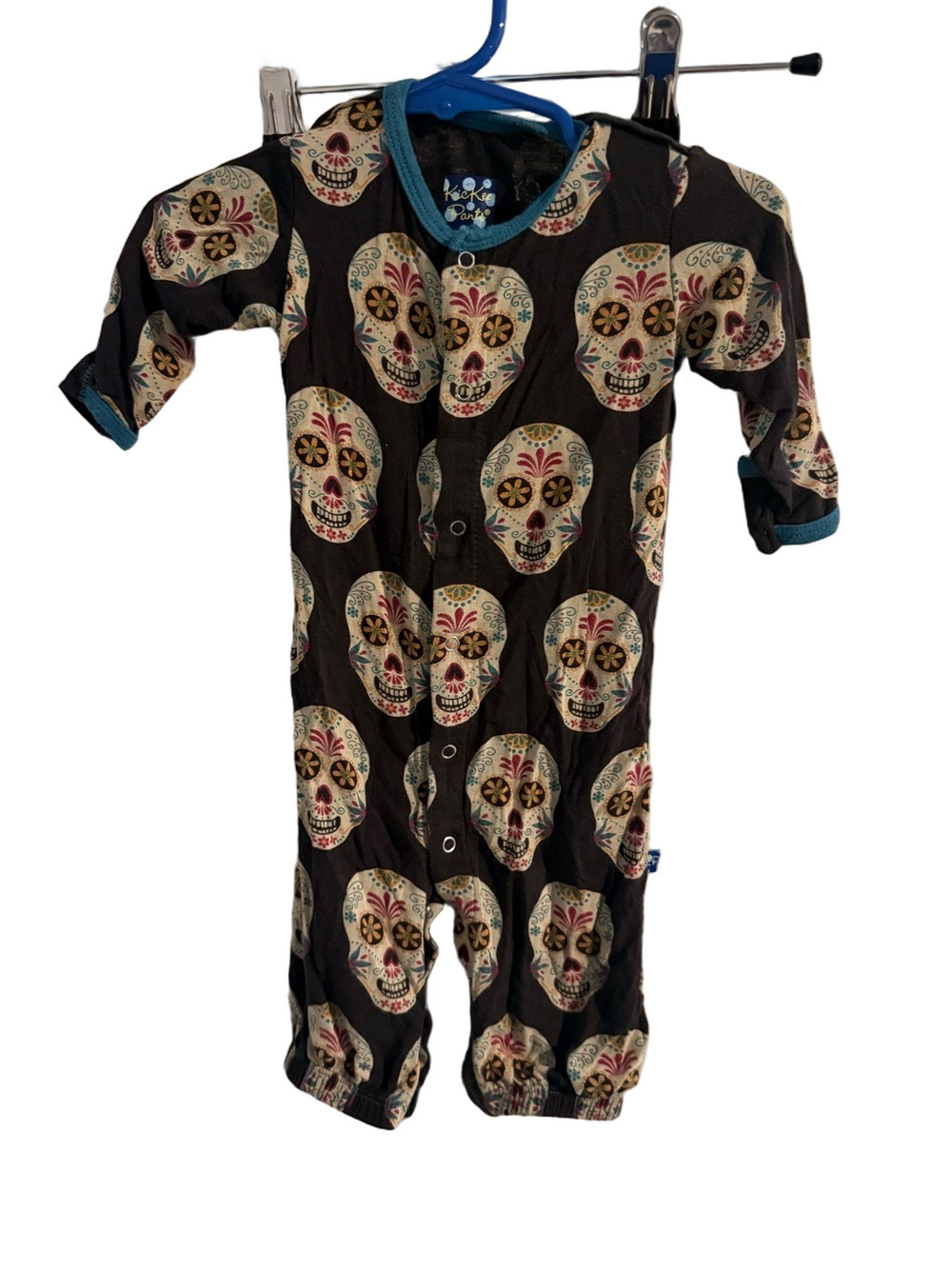 Kickee Pants Bamboo Sugar Skull Footless Romper 0-3 Months Halloween